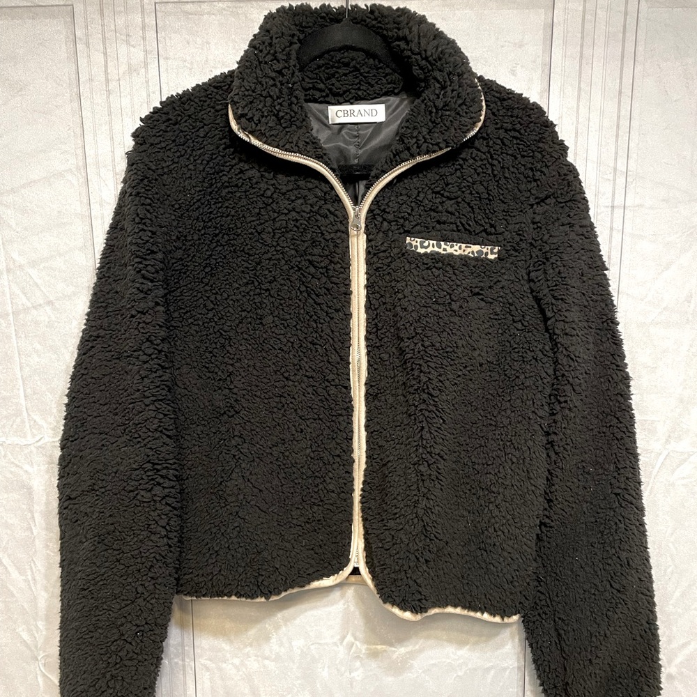 CBrand jacket - black w/ leopard print detail size M